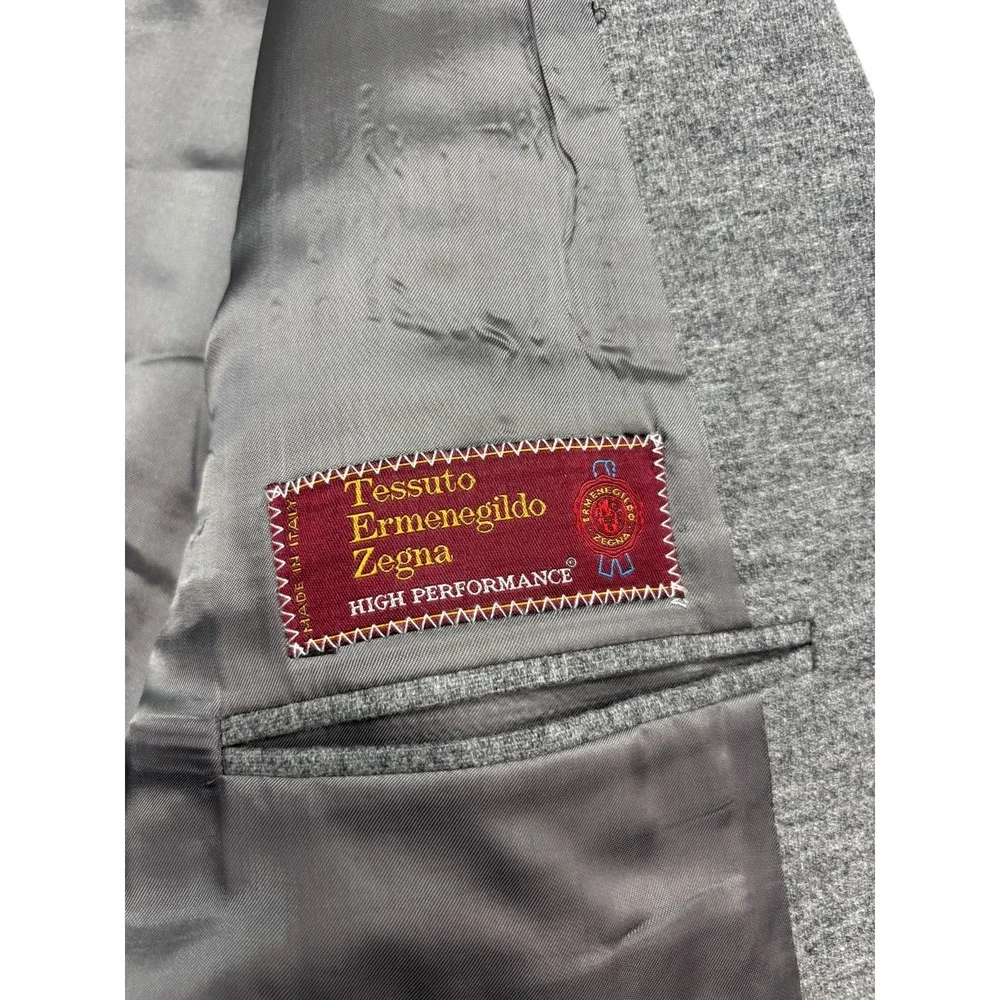 vtg Ermenegildo Zegna Italy 46R 40x30 Heather Gray 2pc Pant Suit Light Flannel